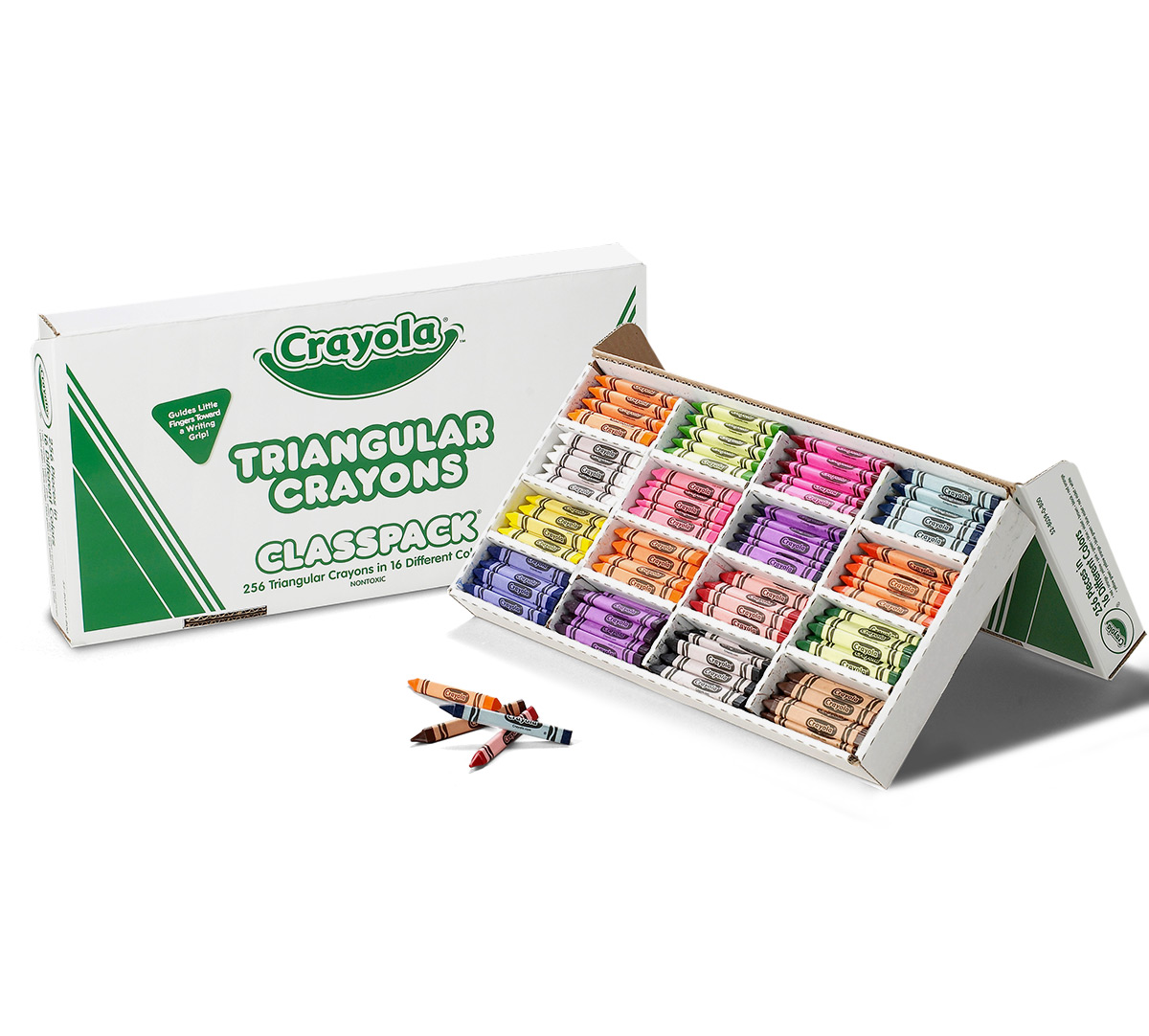 Triangular Crayons Classpack, 256 Count, 16 Colors | Crayola